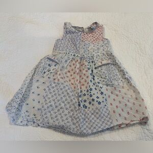 April Cornell Blue and Red Floral Button Back with pockets Kids Dress